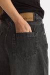 Jeans barrel in denim nero slavato donna Ermanno firenze - 5