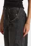 Jeans barrel in denim nero slavato donna Ermanno firenze - 4