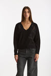 Maglia scollo a V applicazioni nero donna Ermanno firenze - 3