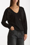 Maglia scollo a V applicazioni nero donna Ermanno firenze - 1