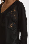 Maglia scollo a V applicazioni nero donna Ermanno firenze - 2
