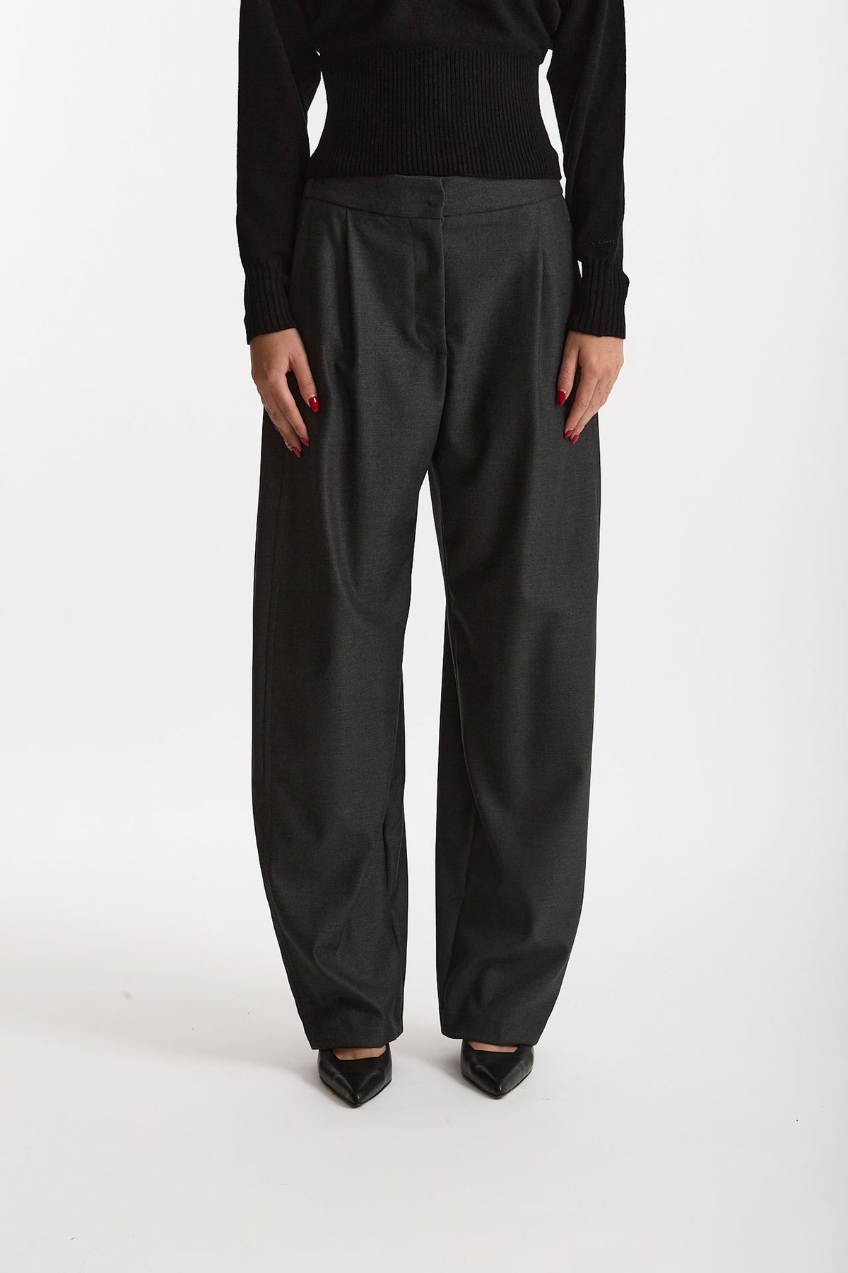 Pantalone morbido antracite donna Ermanno firenze - 2