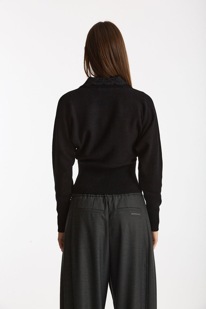 Maglia polo slim nero donna Ermanno firenze - 4