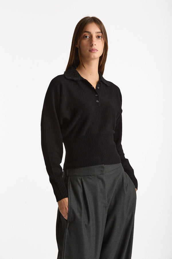 Maglia polo slim nero donna Ermanno firenze