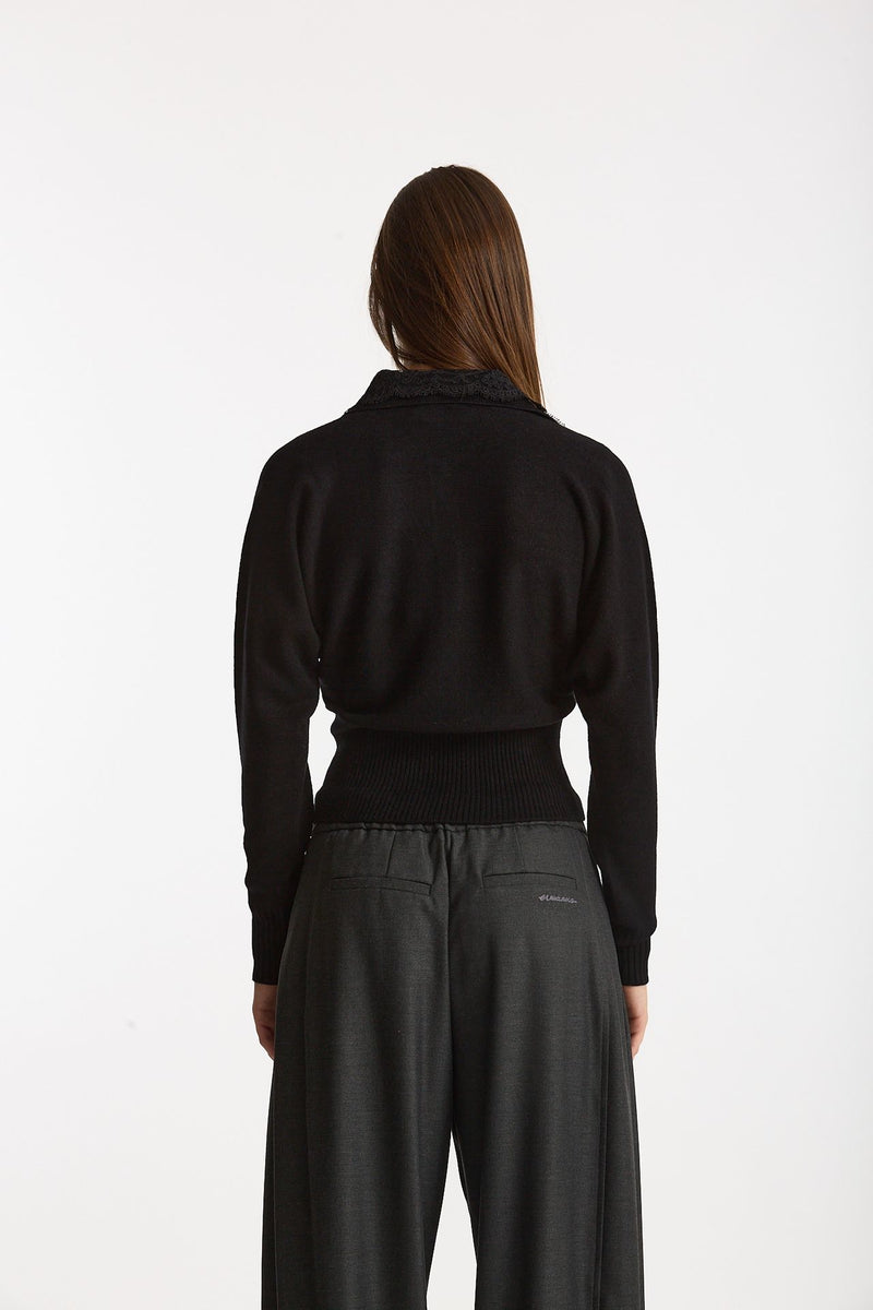 Maglia polo slim nero donna Ermanno firenze - 5