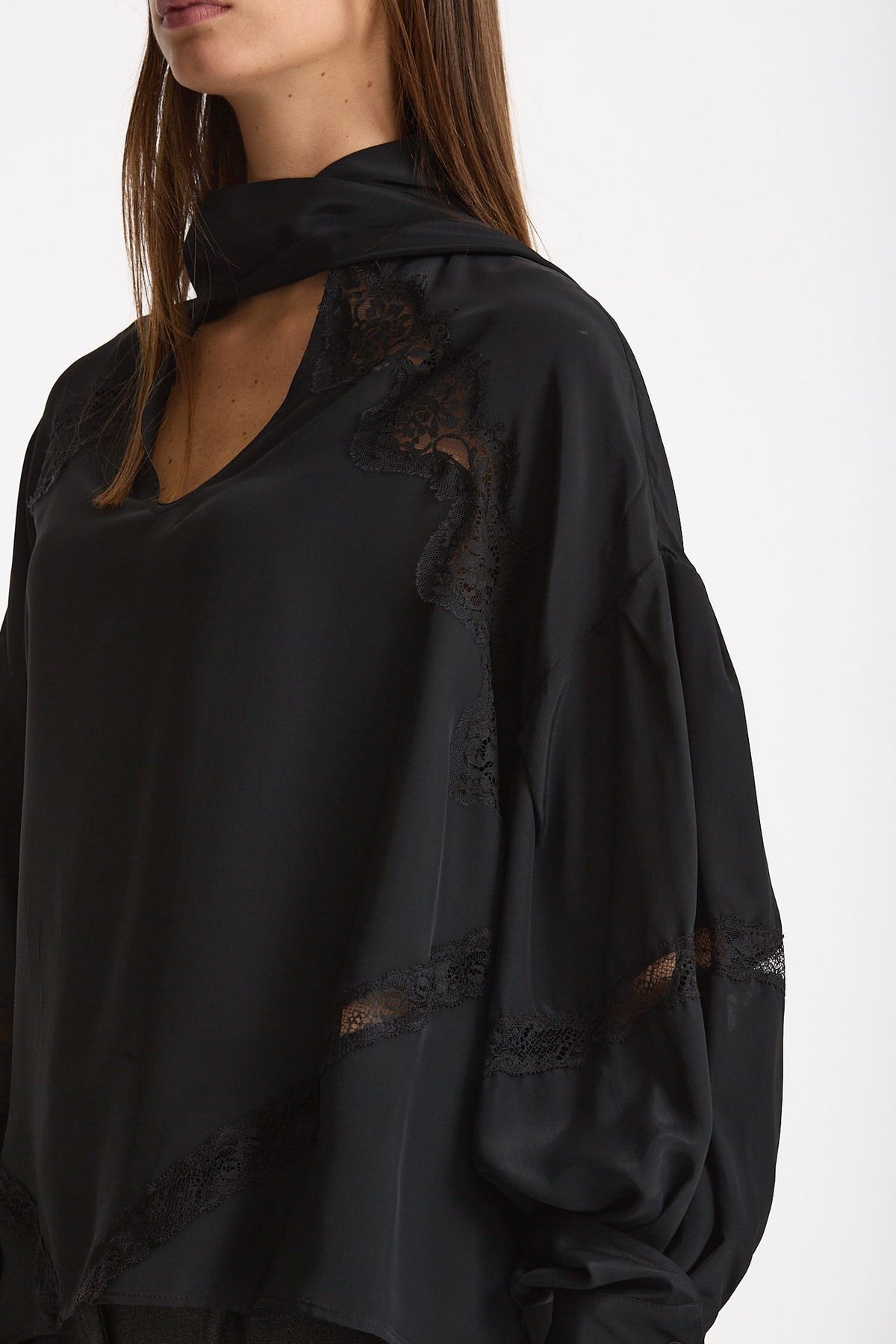 Camicia fluida nero donna Ermanno firenze - 6
