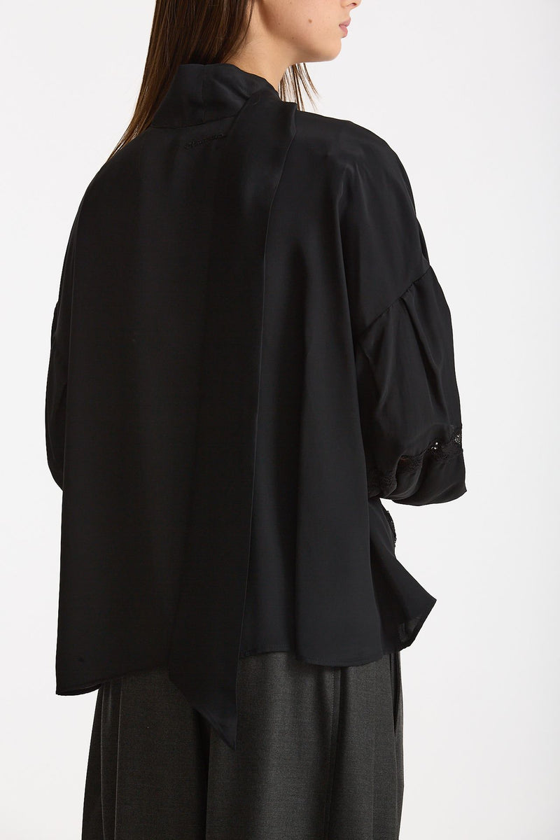 Camicia fluida nero donna Ermanno firenze - 7