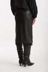 Gonna midi in eco-pelle nero donna Ermanno firenze - 4