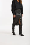 Gonna midi in eco-pelle nero donna Ermanno firenze - 2