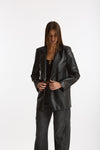 Giacca doppiopetto in ecopelle nero donna Ermanno firenze - 1