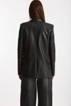 Giacca doppiopetto in ecopelle nero donna Ermanno firenze - 5