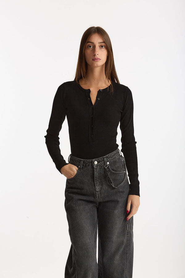 Maglia girocollo body nero donna Ermanno firenze