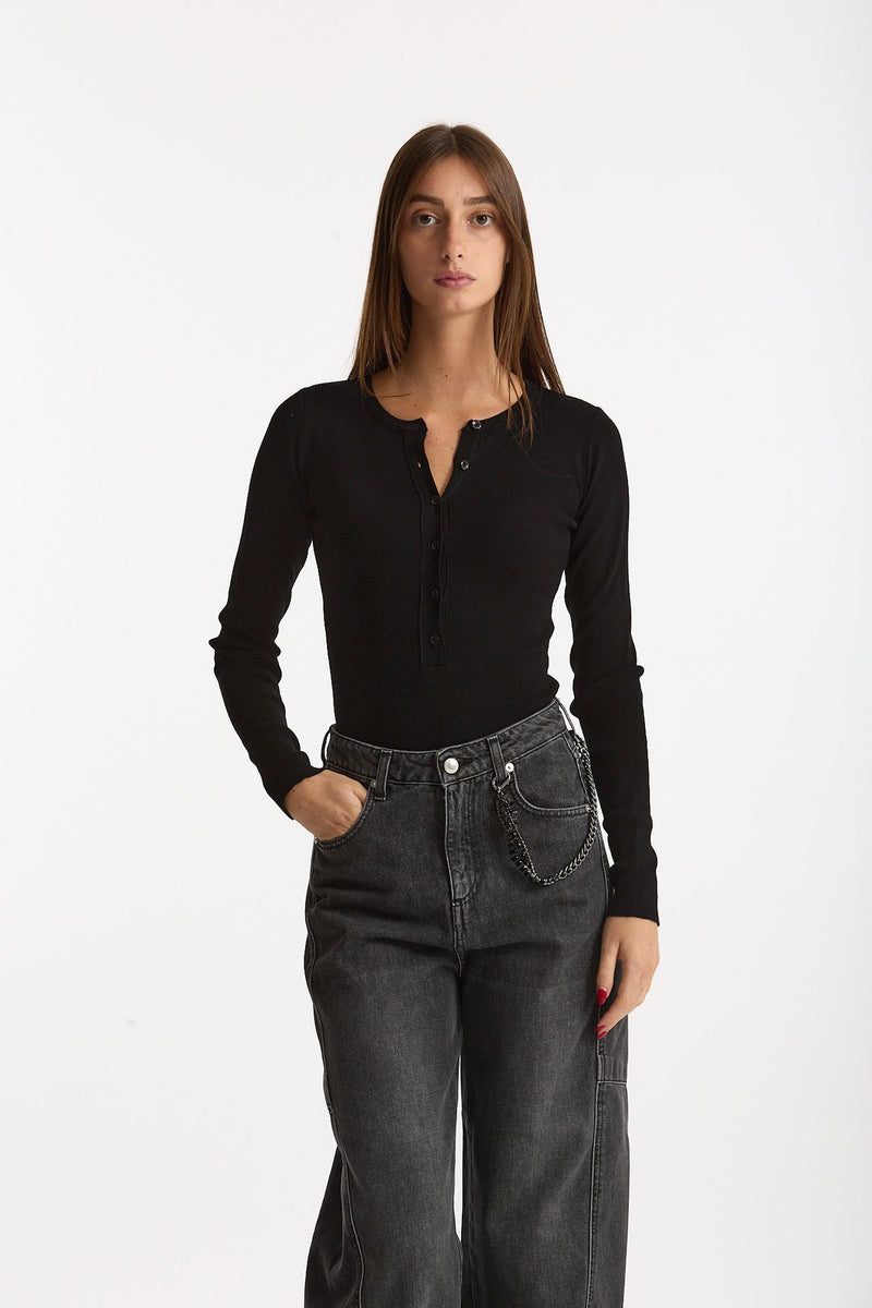 Maglia girocollo body nero donna Ermanno firenze - 1