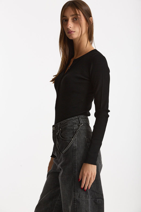 Maglia girocollo body nero donna Ermanno firenze
