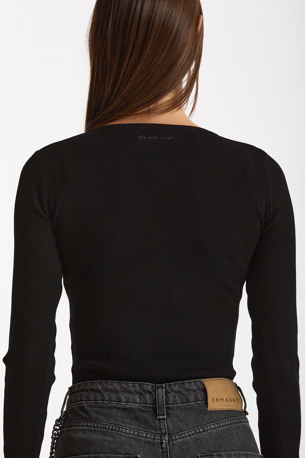 Maglia girocollo body nero donna Ermanno firenze - 5