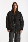 Bomber imbottito in raso con ricami gioiello nero donna Ermanno firenze - 1