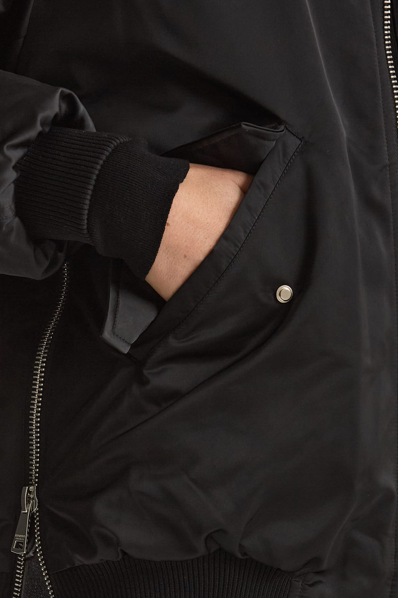 Bomber imbottito in raso con ricami gioiello nero donna Ermanno firenze - 5