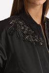 Bomber imbottito in raso con ricami gioiello nero donna Ermanno firenze - 6