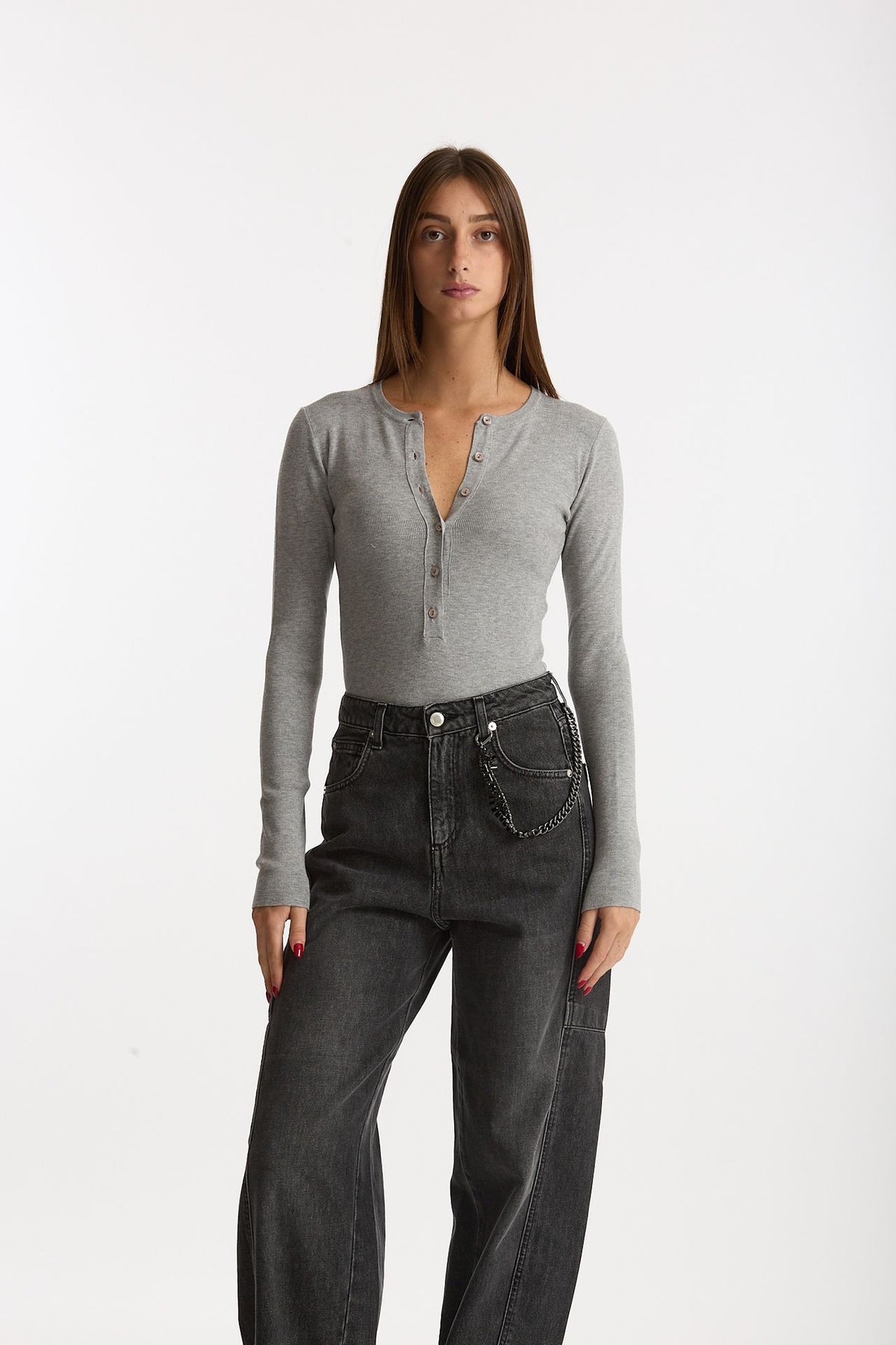 Maglia body girocollo grigio donna Ermanno firenze - 1