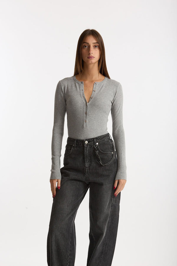 Maglia body girocollo grigio donna Ermanno firenze