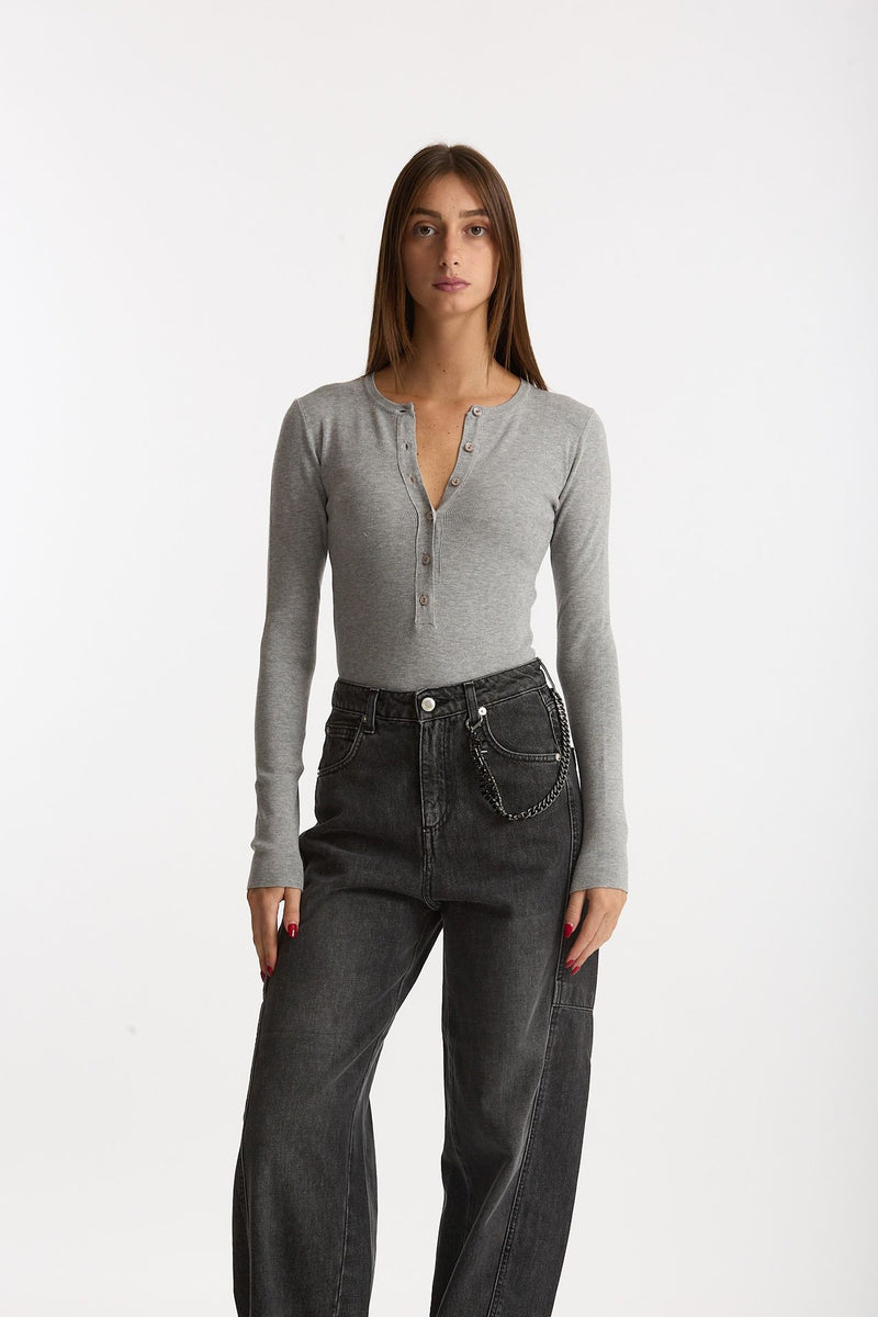 Maglia body girocollo grigio donna Ermanno firenze - 1