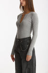 Maglia body girocollo grigio donna Ermanno firenze - 2