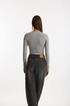 Maglia body girocollo grigio donna Ermanno firenze - 4