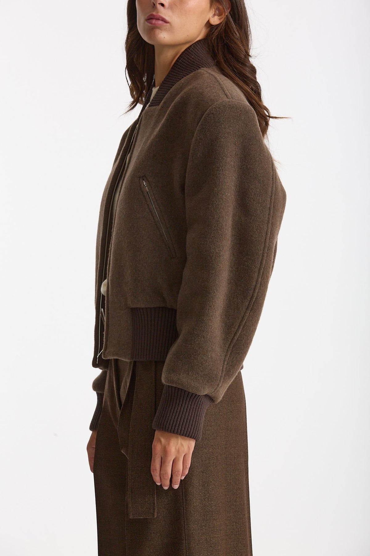 Bomber over crop marrone fango donna Seafarer - 2