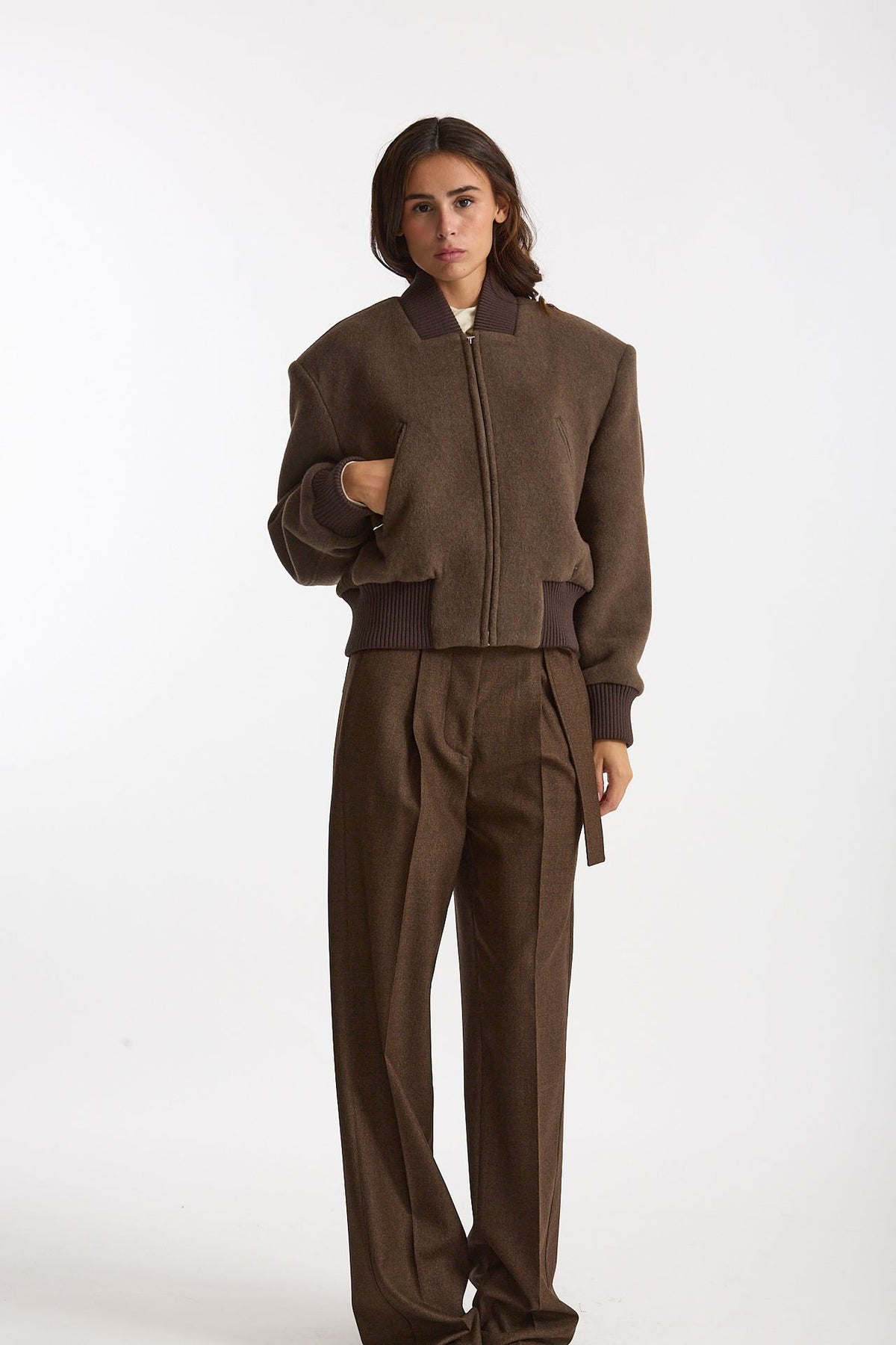 Bomber over crop marrone fango donna Seafarer - 6