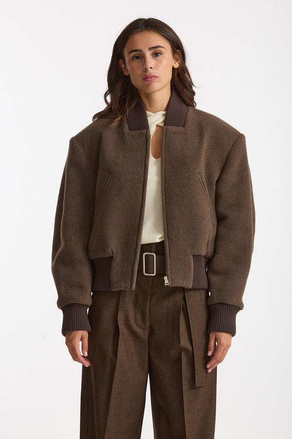 Bomber over crop marrone fango donna Seafarer