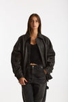 Giubbino over in pelle nero donna Myskin - 1
