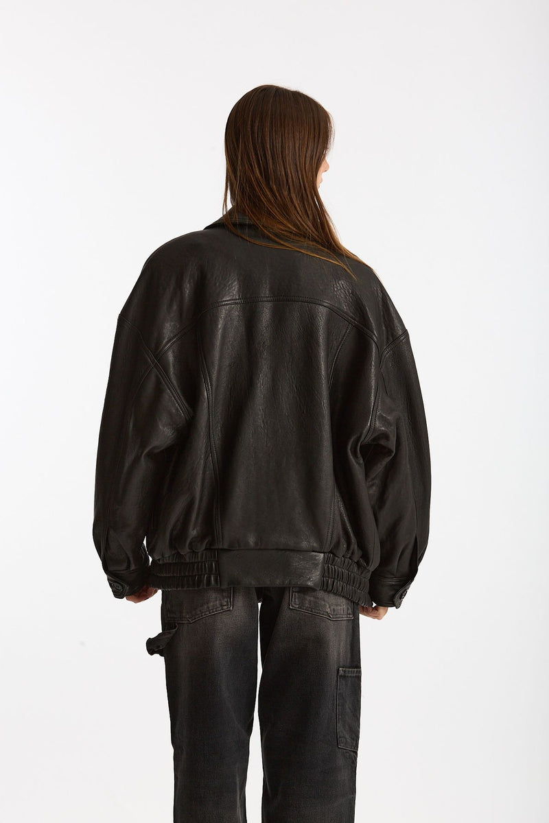 Giubbino over in pelle nero donna Myskin - 4