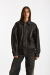 Giubbino over in pelle nero donna Myskin - 7