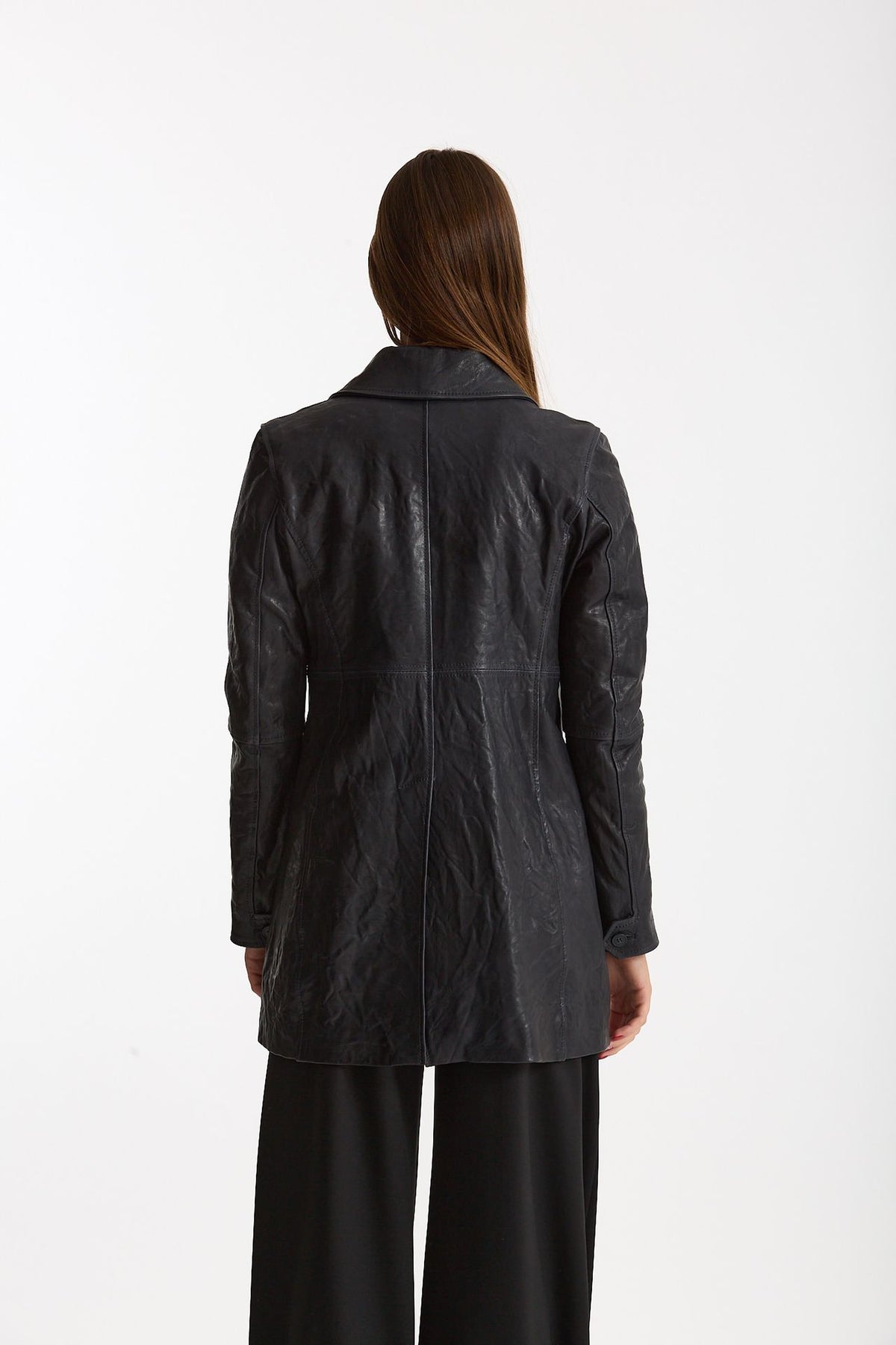 Soprabito in pelle blu donna Myskin - 3