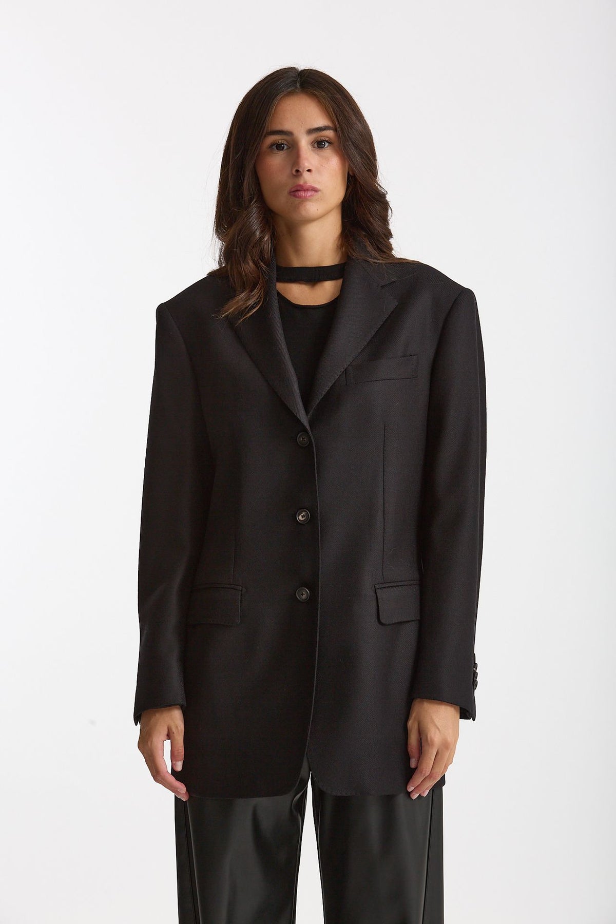 Blazer over in lana CEARA nero donna Tagliatore - 6
