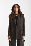 Blazer over JASMINE spigato nero e panna donna Tagliatore - 1