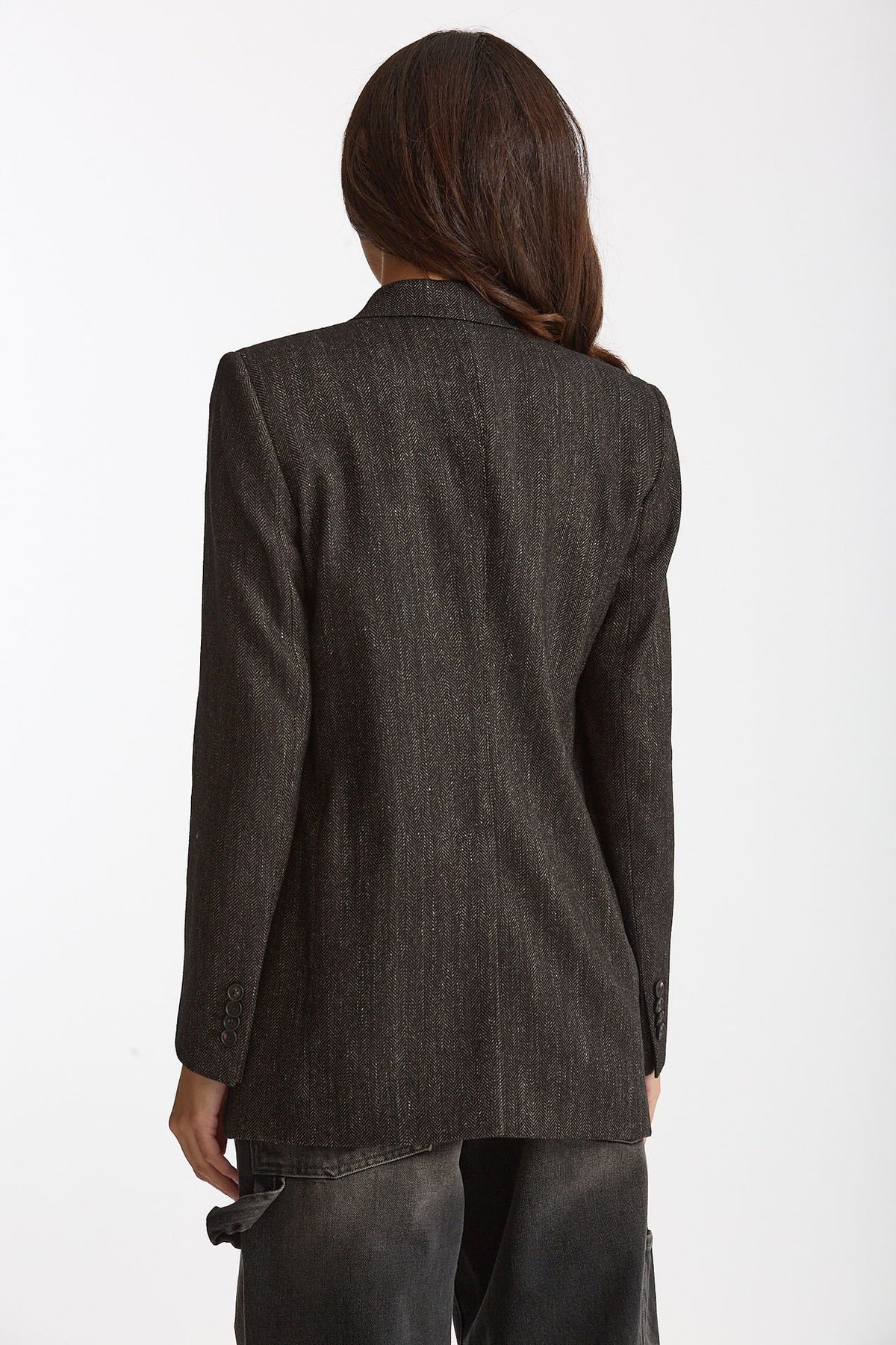 Blazer over JASMINE spigato nero e panna donna Tagliatore - 7