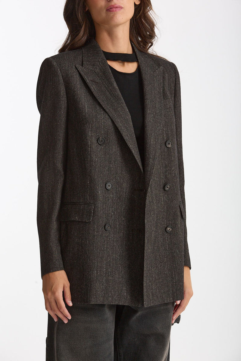 Blazer over JASMINE spigato nero e panna donna Tagliatore - 4