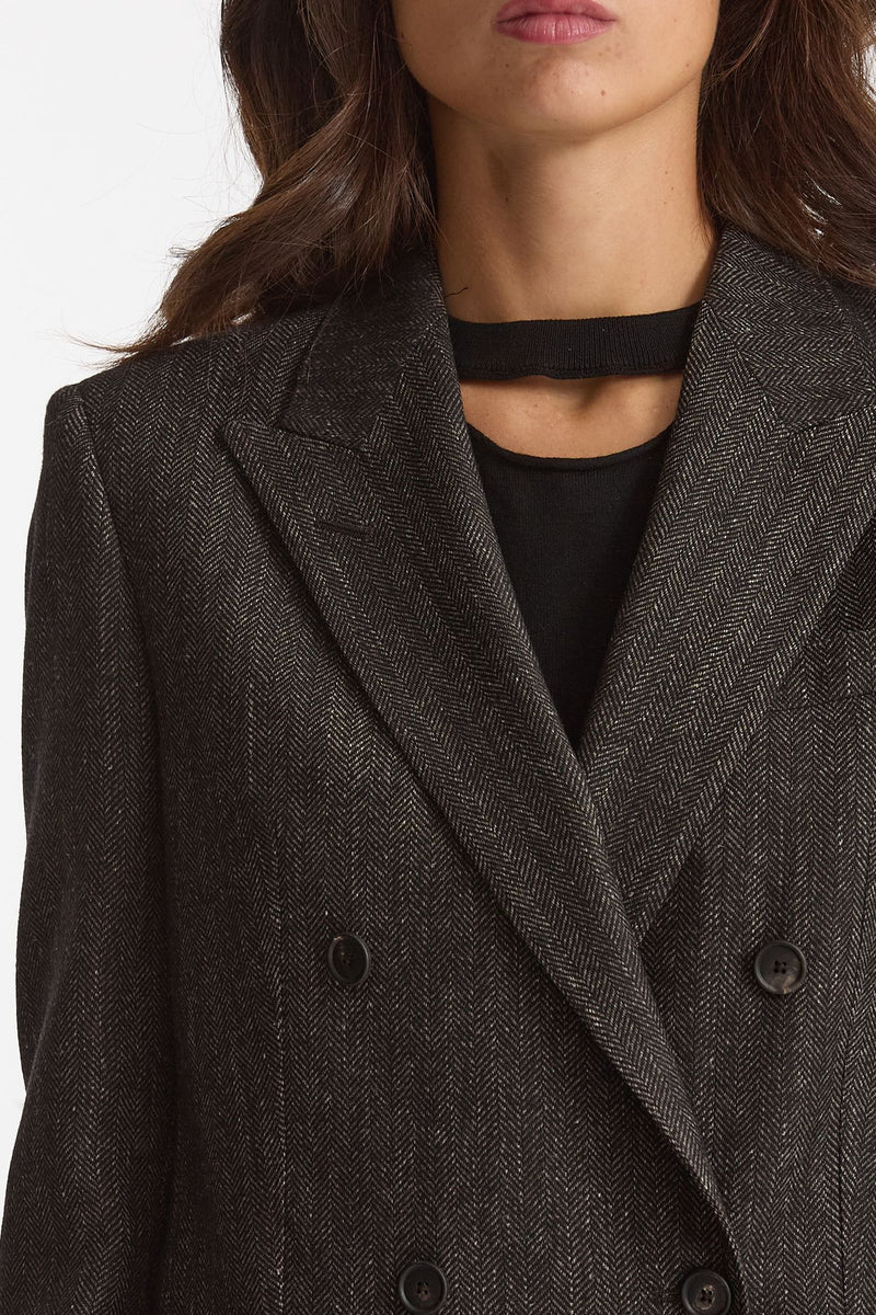 Blazer over JASMINE spigato nero e panna donna Tagliatore - 8