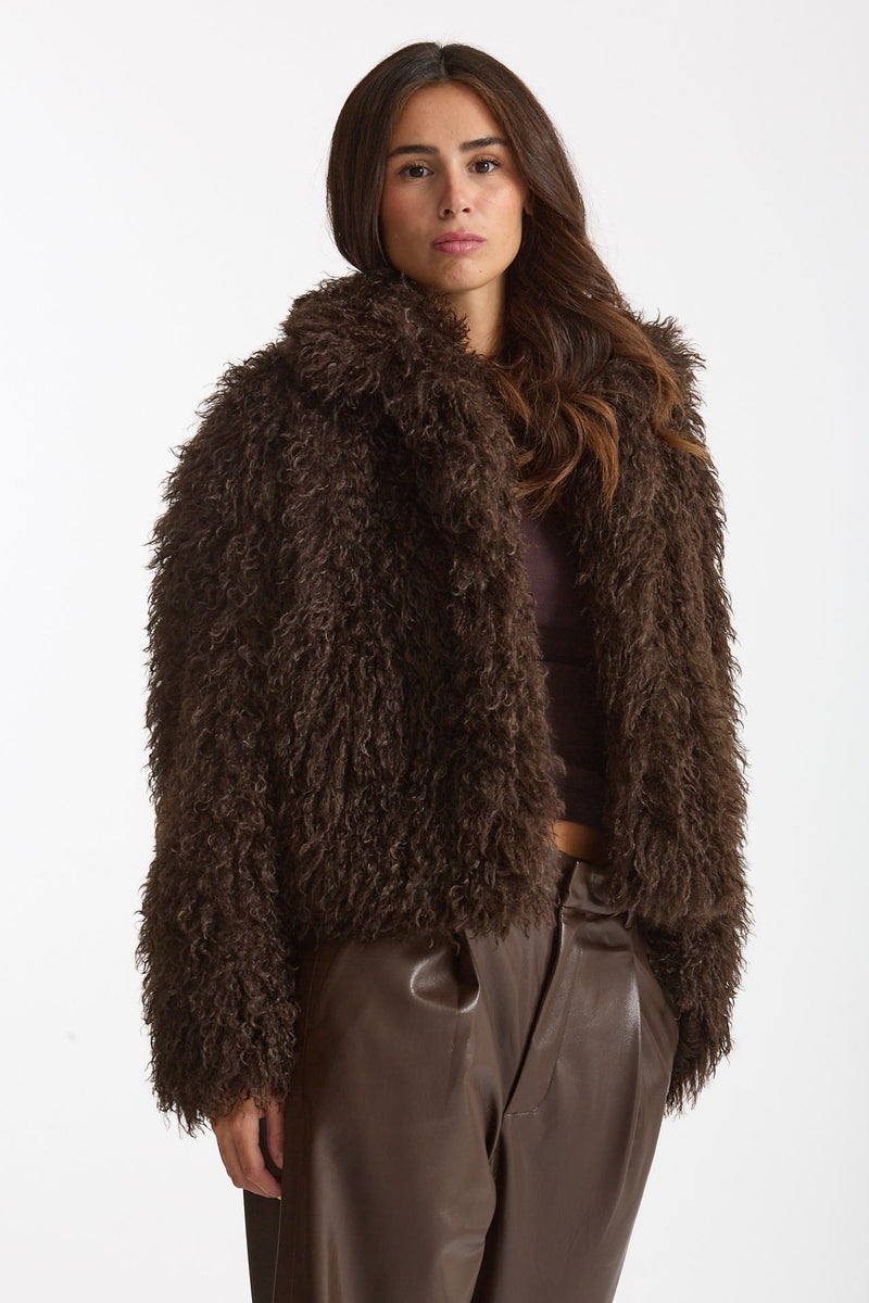 Eco pelliccia crop GIA marrone donna Tagliatore - 4