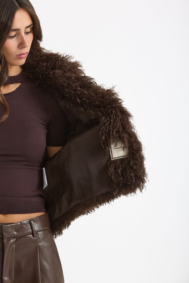 Eco pelliccia crop GIA marrone donna Tagliatore - 7