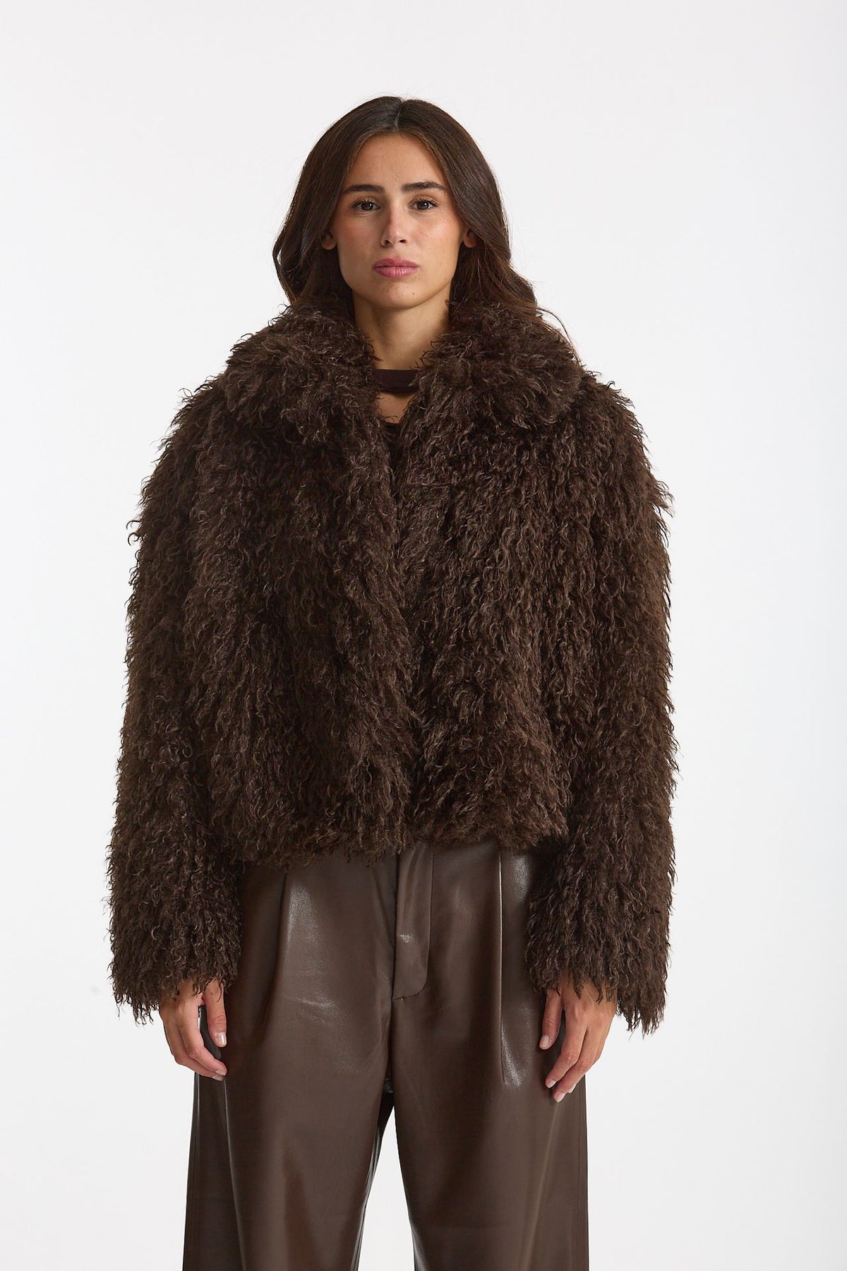 Eco pelliccia crop GIA marrone donna Tagliatore - 2
