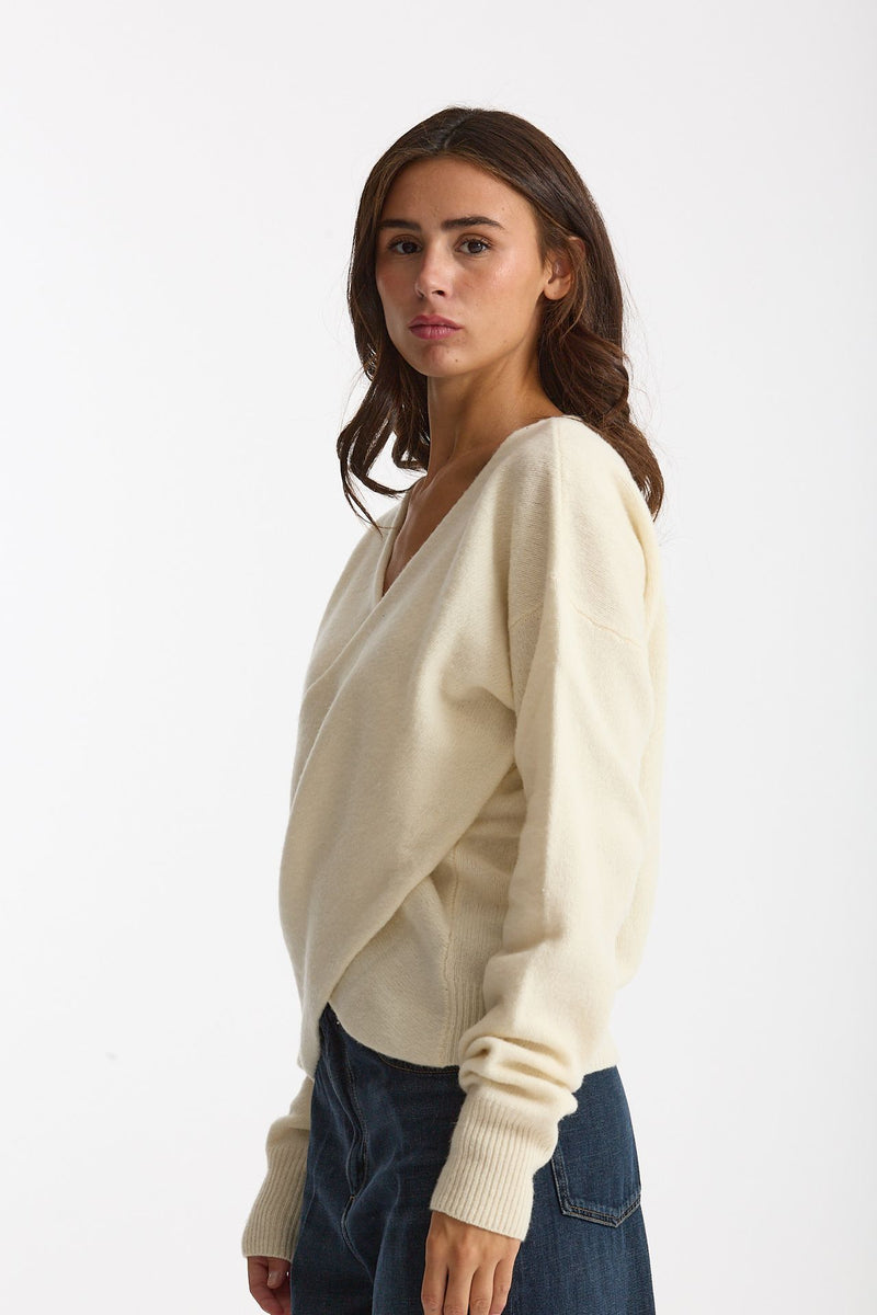 Maglia scollata panna donna Federica tosi - 1