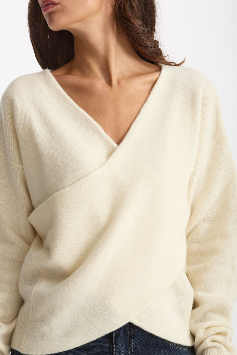 Maglia scollata panna donna Federica tosi - 2