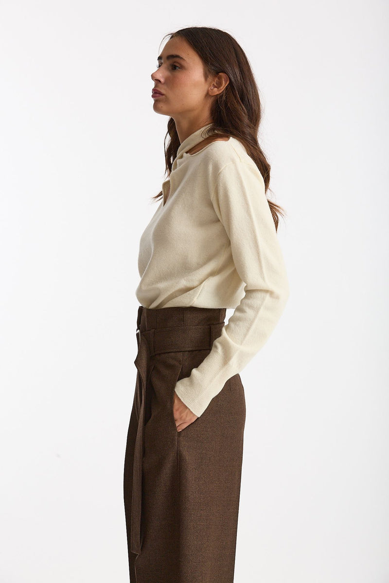 Maglia incrociata panna donna Federica tosi - 2