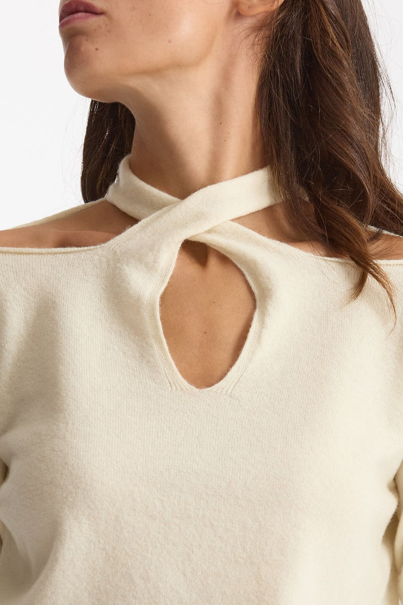 Maglia incrociata panna donna Federica tosi - 3