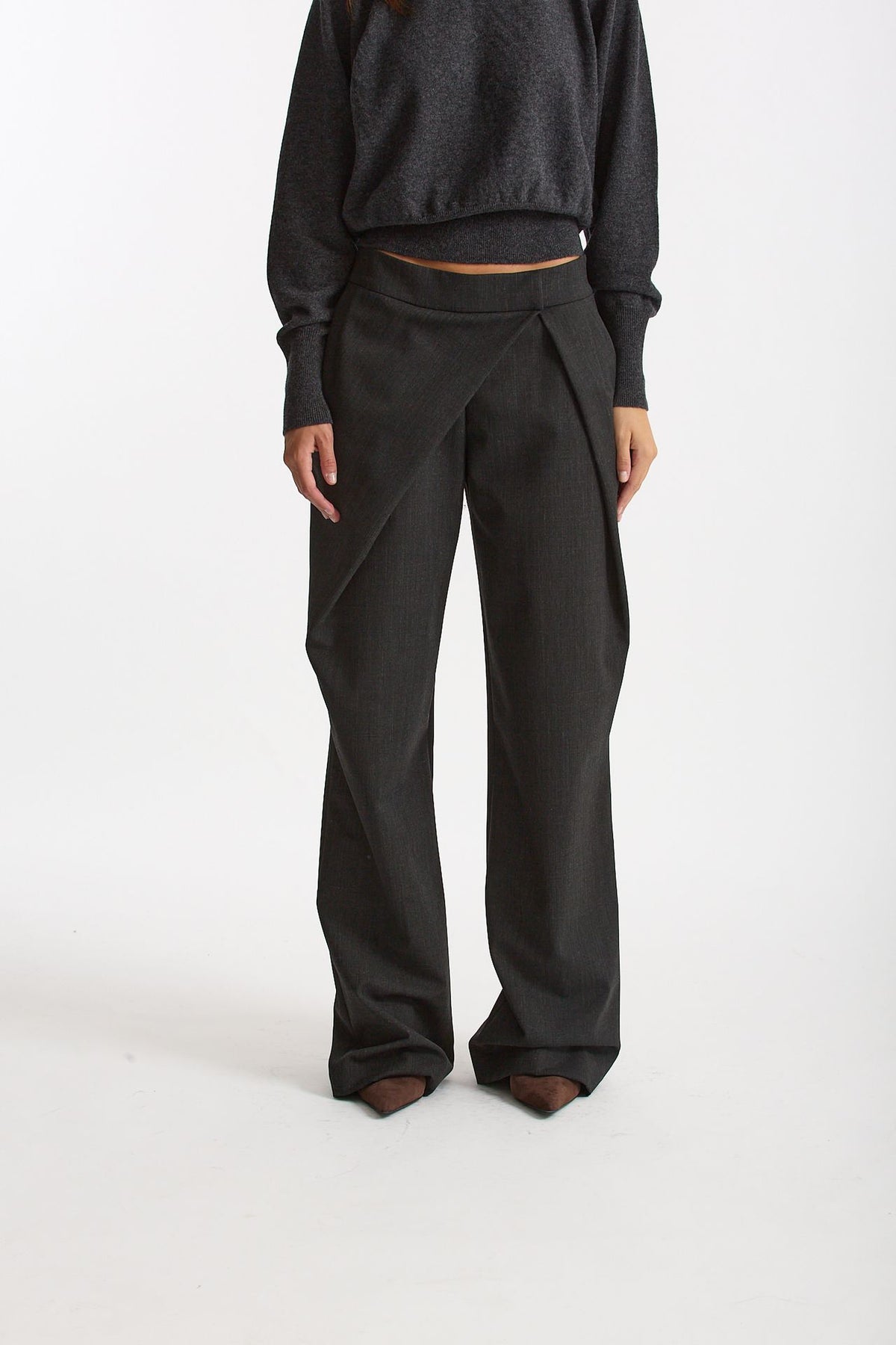 Pantalone con sormonto antracite donna Federica tosi - 1