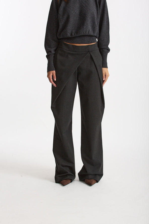 Pantalone con sormonto antracite donna Federica tosi