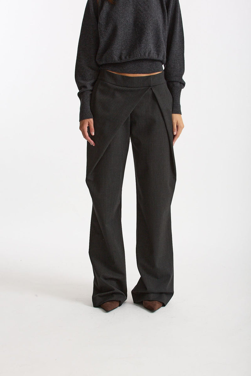 Pantalone con sormonto antracite donna Federica tosi - 1