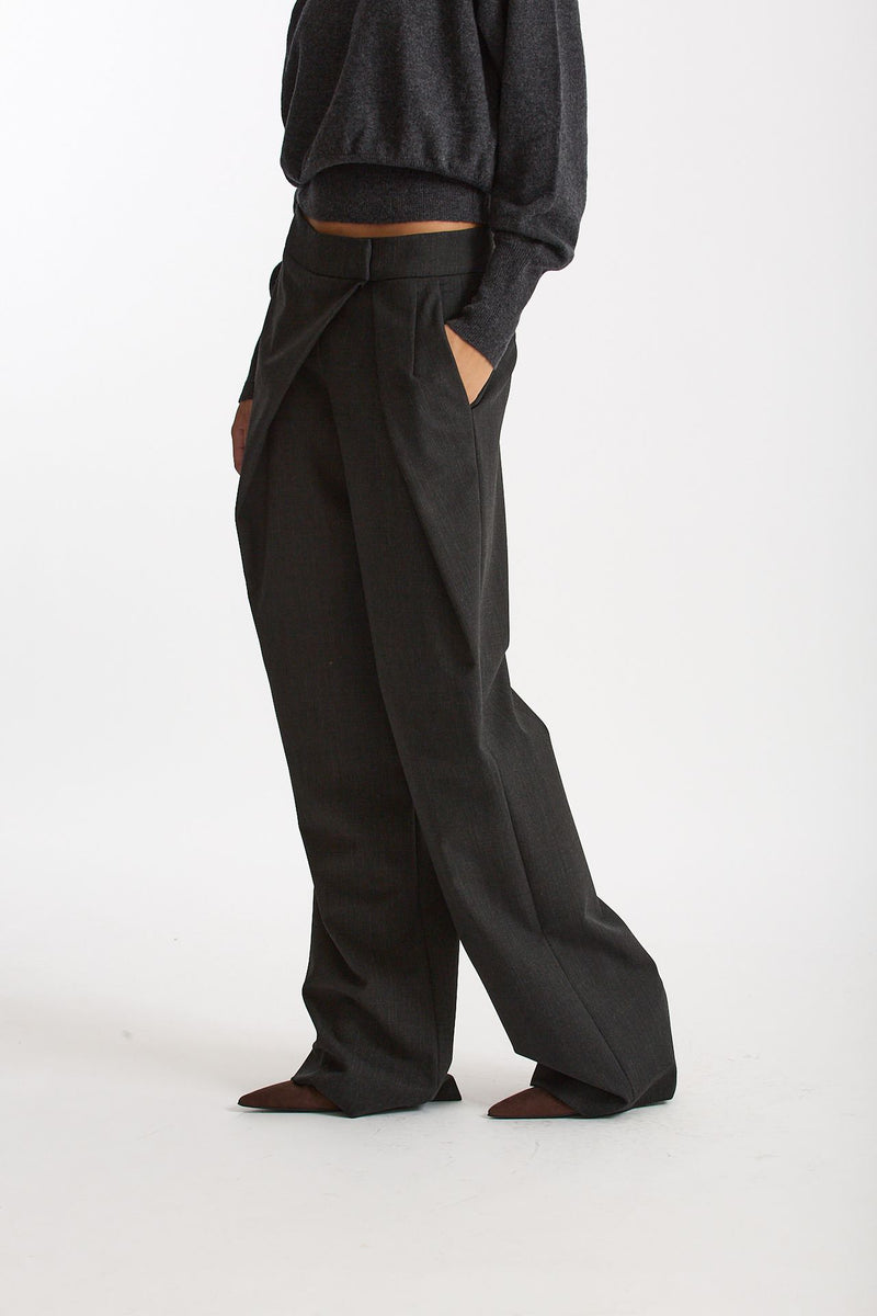 Pantalone con sormonto antracite donna Federica tosi - 2